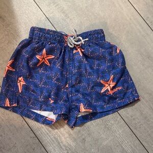 OndadeMar Blue and Orange Starfish Kids Swim Shorts